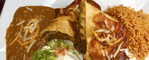 Chimichanga con Carne at Guadalajara Grill, Bar, & Table Side Salsa in Tucson Arizona. Chimichanga con Carne at Guadalajara Grill, Bar, & Table Side Salsa in Tucson Arizona.